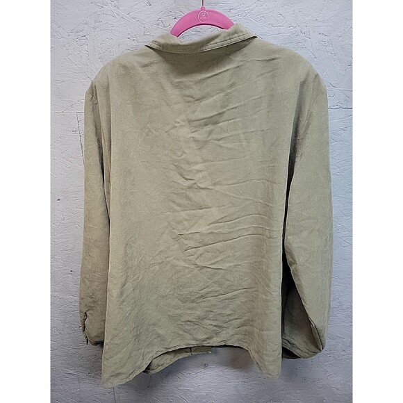 Erin London Casual Button Up Shirt 3X LongSleeve Green Jacket Blouse - Picture 7 of 8